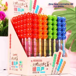Bulk set of 48 colorful stackable pencils with emoji spheres in a clear display box