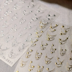 Nail Art Stickers Metallic Gold Silver Stars Moon Starry Sky Self Adhesive Decals DIY Decoration For Women