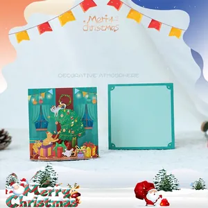 3D Pop Up Weihnachtskarte Süße Katze Weihnachtsbaum Design Handgefertigte Papier Feiertagskarte Für Freunde Geschenk