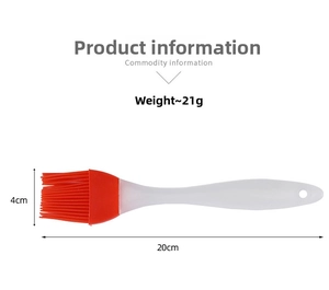 Detailed size specifications for the 20cm silicone basting brush with red bristles