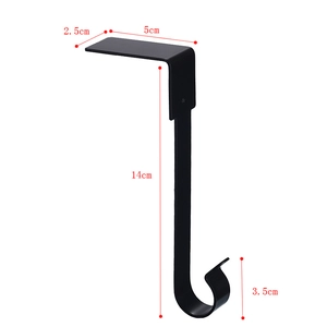 Detailed dimension guide for black metal fireplace stocking hook with 14cm length