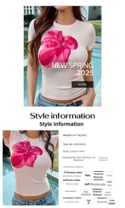 Detail view of pink Y2K floral T-shirt with fabric blend and model poolside shot