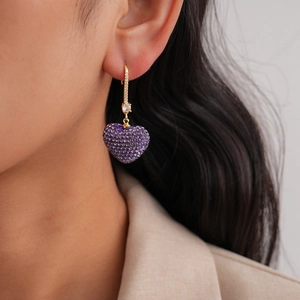 Herz Hänger Ohrringe Kupfer Besetzt Mit Strass Zirkon Romantisch Luxus Mode Schmuck Für Frauen Geschenk