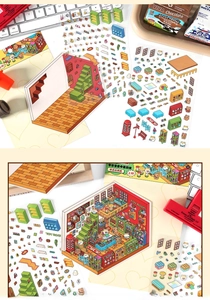 Detailed 2.5D DIY toy room theme sticker kit for creative scrapbooking and journaling