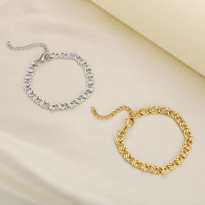 18K gold and silver stainless steel paperclip chain bracelets with lobster clasp closure