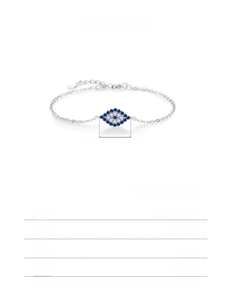 Detailed S925 sterling silver evil eye bracelet specs with blue and white zircon stones