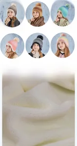 Detail showing the thick plush lining and thermal faux fur inside the knitted winter hat