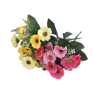 Bouquet of pink and yellow silk cherry blossoms for home decor and wedding arrangement