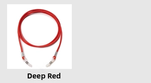 Detail of dark red woven eyewear strap with adjustable silicone loop and metal ring