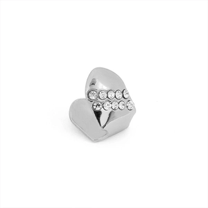 Silver Hip Hop tooth grill with double row of sparkling cubic zirconia on white background