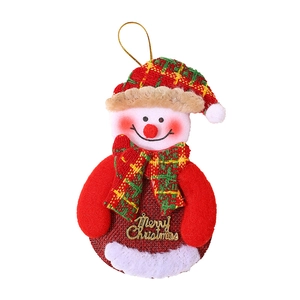 Plush Christmas snowman ornament with Merry Christmas lettering and festive scarf details