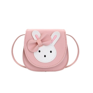 Süße rosa Kaninchen-Umhängetasche für Mädchen mit weißem Hasengesicht und Schleife
