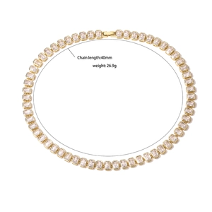 Gold-plated necklace with rectangular zircons, 40mm chain length and 26.9g weight display