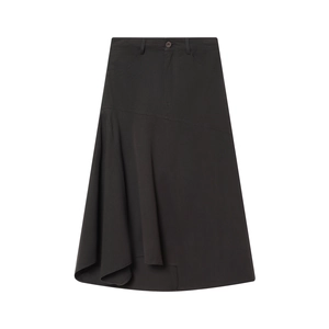 Asymmetrischer Midirock Hohe Taille A-Linie Polyester Twill Plissee Gerafft Streetwear Chic Mode Für Damen