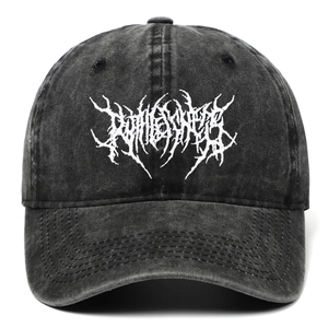 Washed Cotton Baseball Cap Distressed Vintage Gothic Embroidery Adjustable Sun Hat Streetwear Hip Hop For Men And Women