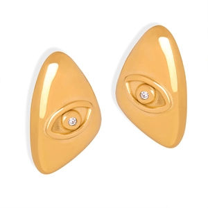 Vintage vergulde titanium stalen oorknopjes met boze oog en zirkonia steentjes