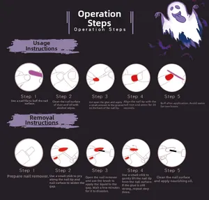Guide for applying and removing Halloween press on nails with step-by-step instructions