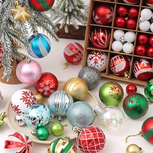 Boules de Noël Peintes en Plastique de Luxe Multicolore Incassables Décoratives à Suspendre pour Sapin de Noël Fête Décoration de la Maison