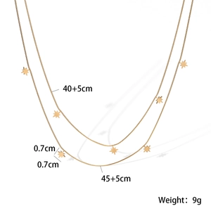 Detailed size specifications for 18K gold plated double layer star pendant necklace