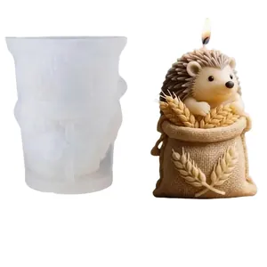 Silikonform Igel im Weizensack für DIY Duftkerzen und Gips Bastelarbeiten