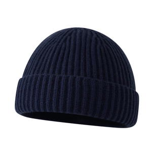Berretto classico in maglia a coste blu navy per uomo e donna, stile retrò minimalista