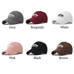 Classic washed cotton baseball caps with embroidered letters in six assorted colors
