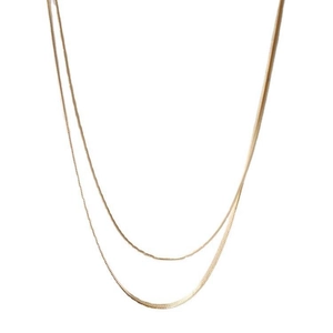 Double layered gold snake bone and fine chain necklace for women in minimalist style