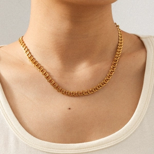 Collier À Maille Gourmette Plaqué Or 18K Acier Inoxydable Bijoux Minimalistes Élégants Pour Femmes
