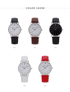 Collection of minimalist quartz watches featuring leather straps in various classic colors