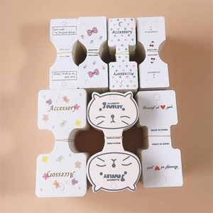 Jewelry Display Cards Paper Headwear Packaging Cardboards For Hair Clips Headbands Cute Cartoon Pattern Foldable DIY Display