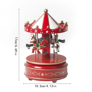 Classic carousel music box dimensions showing 17cm height and 10.5cm diameter size