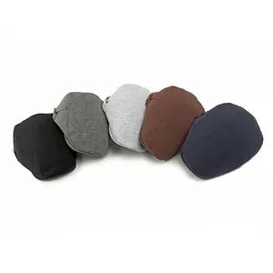 Classic knitted cotton beret flat caps for men and women in five versatile colors