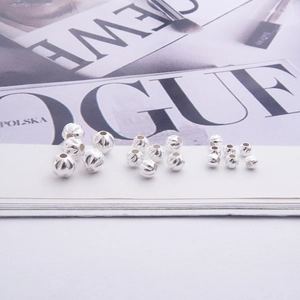 925 Sterling Silver Loose Spacer Beads Water Ripple Striped Pattern Round For DIY Jewelry Making Necklaces Bracelets