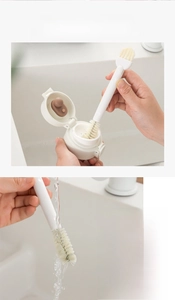 Dual-head gap cleaning brush for bottle caps and lids with durable nylon bristles