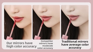 Detail showing high color rendering comparison of the portable LED lighted makeup mirror