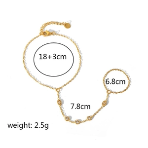 Detailed sizing chart of 18k gold plated finger bracelet with zircon measurements