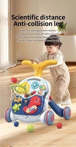 Detail view of baby walker with wide wheel spacing for stable scientific anti-collision walking