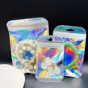 Laser iridescent resealable bags in three sizes for jewelry storage and anti-oxidation