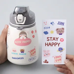 Cute Cartoon Stickers PVC Waterproof Adhesive For Water Bottle Phone Case Scrapbook Ins Style Inspirational For Students
