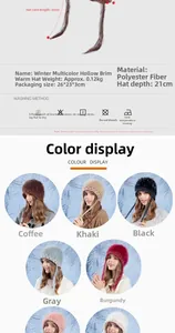 Detailed size chart and multi-color options for a warm winter hand-crocheted beanie