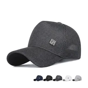 Breathable Mesh Baseball Cap Sunshade Outdoor Sport Adjustable Sun Protection Hat With Metal Decoration For Men Women