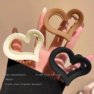 Heart Shaped Hair Claw Clip Matte Acrylic Hollow Out Non Slip Shark Clip Hair Accessory For Women Korean Style