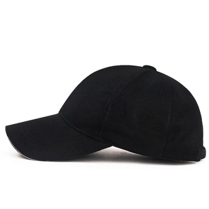 Classic black cotton twill baseball cap with six-panel structure and curved brim design