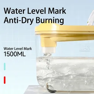 Smart 1500ML pet water fountain for cats and dogs with anti-dry burn and water level line
