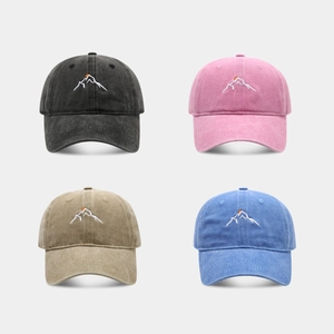 Retro Washed Cotton Baseball Cap Mountain Sunset Embroidery Adjustable Dad Hat For Outdoor Sports Unisex