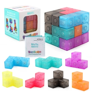 3D magnetic blocks cube set with transparent colorful pieces and tutorial manual for kids