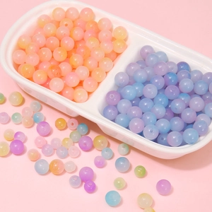 Colorful round acrylic jelly beads for DIY jewelry making with two-tone finish