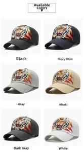Six colors available for the tiger head mesh baseball cap including black and navy