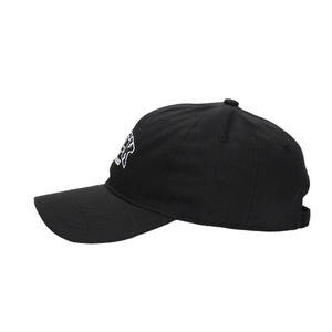 Berretto da baseball in cotone nero classico con ricamo laterale e design a 6 pannelli