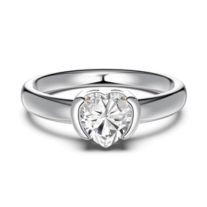 Classic S925 sterling silver ring featuring a large heart-cut ice zircon stone
